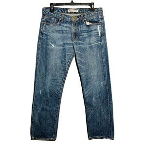 J Brand Clyde Boyfriend Straight Jeans Women Size 27 Relaxed Blue Distressed USA
